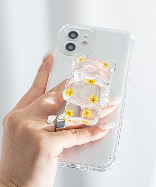 Port 3in1 メイクアップケース ロック付き Loco Ocean（ロコオーシャン）の「クリアくまデザイン スマホグリップ