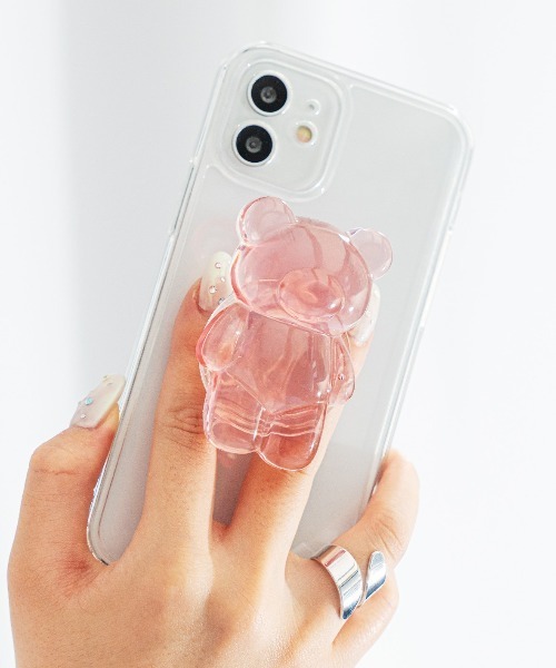 Loco Ocean（ロコオーシャン）の「クリアくまデザイン スマホグリップ / グリップトック（スマホケース/カバー・レディース・ピンク/ブルー/クリア/A/B/C・ONE SIZE）」の3枚目の写真
