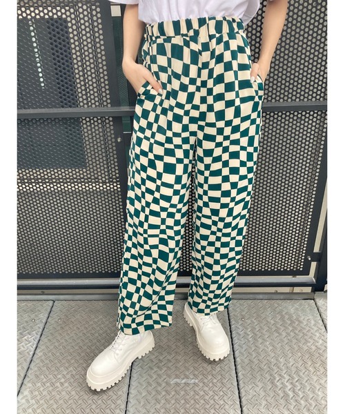 WC(ダブル シー)の「チェッカー柄パンツ(スラックス・レディース・ブラック/ブラウン/グリーン・FREE)」の3枚目の写真