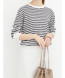 Tバーボタンクルーネックカーディガン