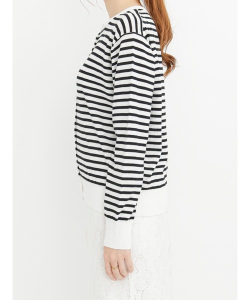 Te chichi（テチチ）の「Tバーボタンクルーネックカーディガン（カーディガン/ボレロ・レディース・ブラック/オフホワイト/シルバー/ブルー・ﾌﾘ-）」の14枚目の写真