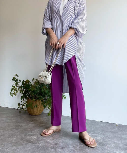 DouDou（ドゥドゥ）の「【新色追加】NEWセンプレソフトテーパードパンツ（その他パンツ・レディース・ピンク/グリーン/ブラック/パープル・36/38）」の3枚目の写真