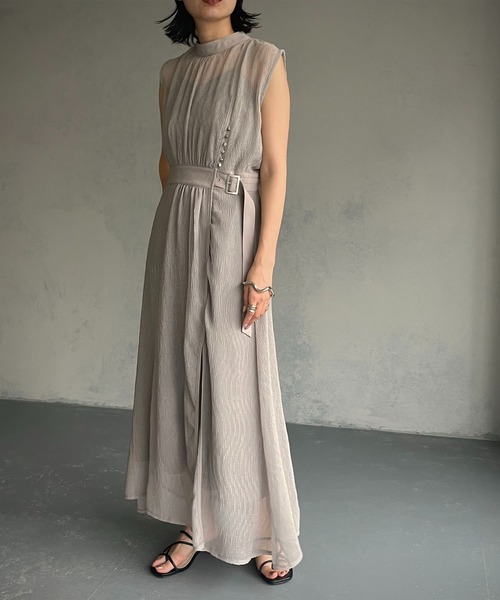 &g'aime（アンジェム）の「【&g’aime】楊柳シアーワンピース（ワンピース・レディース・ブラック/グレー/オフホワイト・FREE）」の3枚目の写真