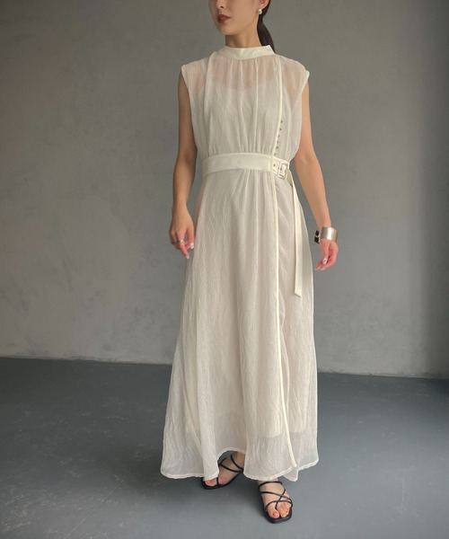 &g'aime（アンジェム）の「【&g’aime】楊柳シアーワンピース（ワンピース・レディース・ブラック/グレー/オフホワイト・FREE）」の8枚目の写真