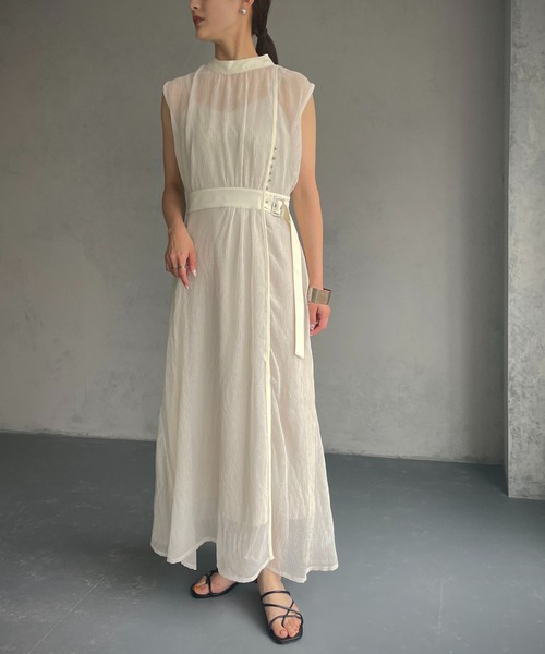 &g'aime（アンジェム）の「【&g’aime】楊柳シアーワンピース（ワンピース・レディース・ブラック/グレー/オフホワイト・FREE）」の5枚目の写真