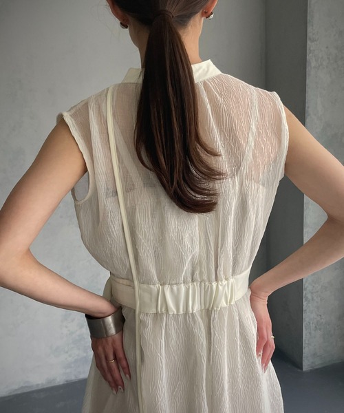 &g'aime（アンジェム）の「【&g’aime】楊柳シアーワンピース（ワンピース・レディース・ブラック/グレー/オフホワイト・FREE）」の19枚目の写真