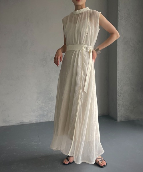 &g'aime（アンジェム）の「【&g’aime】楊柳シアーワンピース（ワンピース・レディース・ブラック/グレー/オフホワイト・FREE）」の6枚目の写真