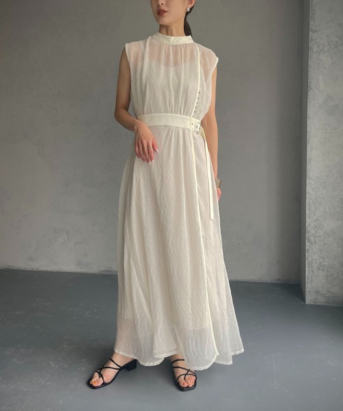 &g'aime（アンジェム）の「【&g’aime】楊柳シアーワンピース（ワンピース・レディース・ブラック/グレー/オフホワイト・FREE）」の4枚目の写真