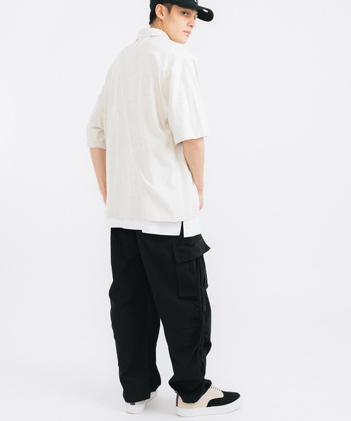 Ressaca(レサーカ)の「オーバーサイズ ワンポイントロゴサテン刺繍 ハーフジップTシャツ(Tシャツ/カットソー・メンズ・ブラック/ブルー/グリーン/オートミール/杢グレー・L/XL/M)」の13枚目の写真