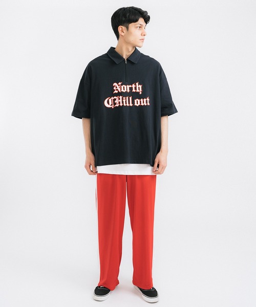 Ressaca(レサーカ)の「オーバーサイズ ワンポイントロゴサテン刺繍 ハーフジップTシャツ(Tシャツ/カットソー・メンズ・ブラック/ブルー/グリーン/オートミール/杢グレー・L/XL/M)」の14枚目の写真