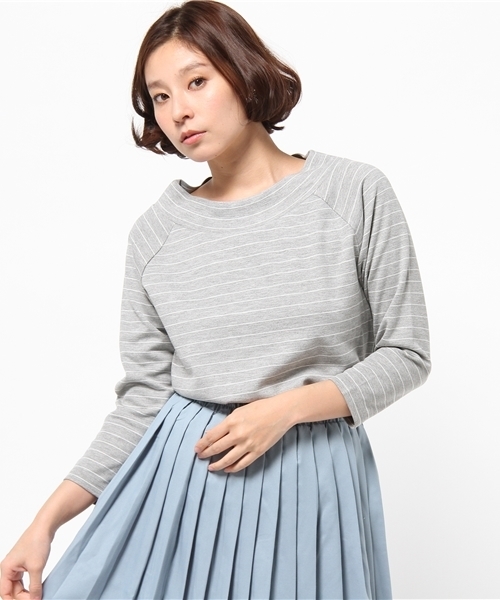 DISCOAT（ディスコート）の「【Discoat】オフショルボーダープルオーバー（Tシャツ/カットソー・レディース・オフホワイト/グレー/ブラック・ﾌﾘ-）」の13枚目の写真