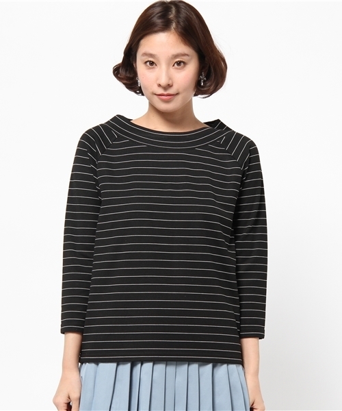 DISCOAT（ディスコート）の「【Discoat】オフショルボーダープルオーバー（Tシャツ/カットソー・レディース・オフホワイト/グレー/ブラック・ﾌﾘ-）」の12枚目の写真