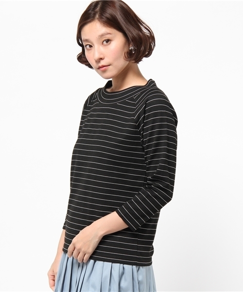 DISCOAT（ディスコート）の「【Discoat】オフショルボーダープルオーバー（Tシャツ/カットソー・レディース・オフホワイト/グレー/ブラック・ﾌﾘ-）」の5枚目の写真