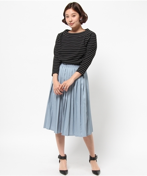 DISCOAT（ディスコート）の「【Discoat】オフショルボーダープルオーバー（Tシャツ/カットソー・レディース・オフホワイト/グレー/ブラック・ﾌﾘ-）」の7枚目の写真