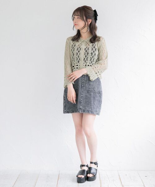 ems excite（エムズエキサイト）の「ベーカーミニSK（スカート・レディース・アイボリー/パープル/ブラック・FREE）」の12枚目の写真