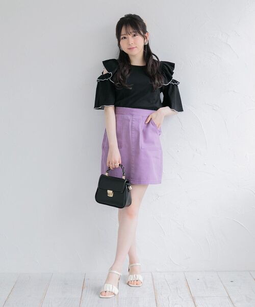 ems excite（エムズエキサイト）の「ベーカーミニSK（スカート・レディース・アイボリー/パープル/ブラック・FREE）」の21枚目の写真