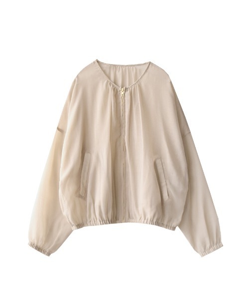 zootie（ズーティー）の「シアーブルゾン［ノーカラー］（ブルゾン・レディース・ブラック/グレイッシュベージュ・フリー）」の4枚目の写真