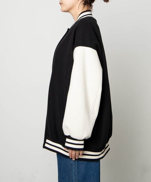 WEGO（ウィゴー）の「WEGO/ラインリブスタジャン（スタジャン・レディース・ブラック/グリーン・FREE）」の4枚目の写真