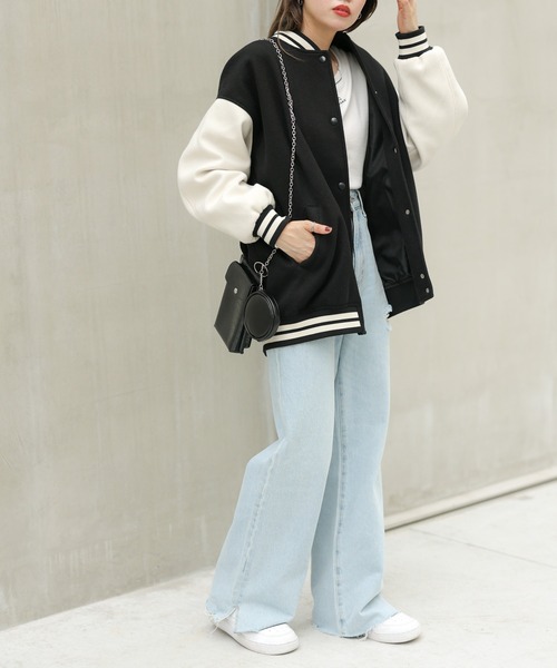 WEGO（ウィゴー）の「WEGO/ラインリブスタジャン（スタジャン・レディース・ブラック/グリーン・FREE）」の22枚目の写真