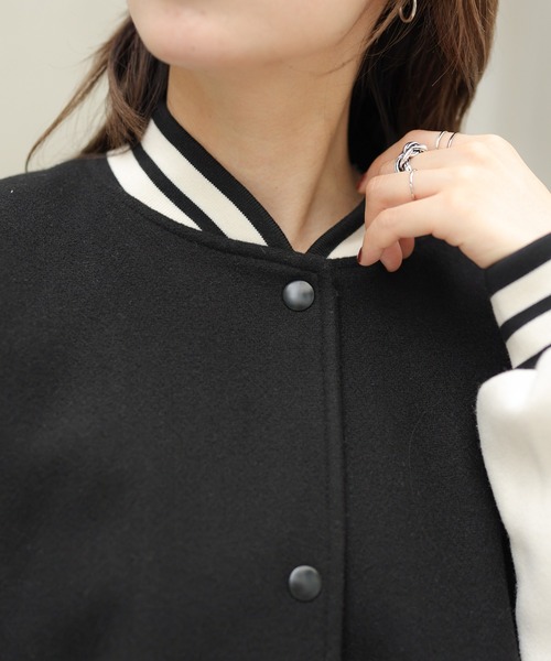 WEGO（ウィゴー）の「WEGO/ラインリブスタジャン（スタジャン・レディース・ブラック/グリーン・FREE）」の6枚目の写真