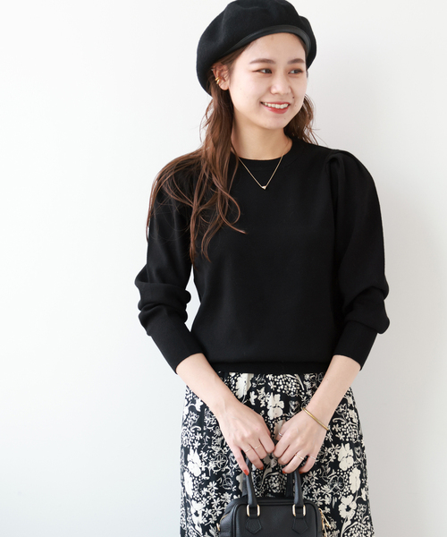 JOURNAL STANDARD relume(ジャーナルスタンダード レリューム)の「ウォッシャブルパフスリーブプルオーバー(ニット/セーター・レディース・ブラック/アイボリー/レッド・FREE)」の9枚目の写真