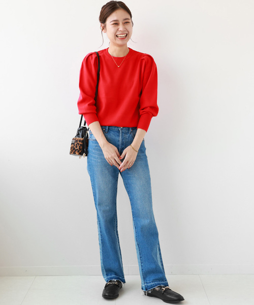 JOURNAL STANDARD relume(ジャーナルスタンダード レリューム)の「ウォッシャブルパフスリーブプルオーバー(ニット/セーター・レディース・ブラック/アイボリー/レッド・FREE)」の16枚目の写真