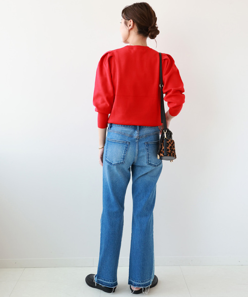 JOURNAL STANDARD relume(ジャーナルスタンダード レリューム)の「ウォッシャブルパフスリーブプルオーバー(ニット/セーター・レディース・ブラック/アイボリー/レッド・FREE)」の20枚目の写真
