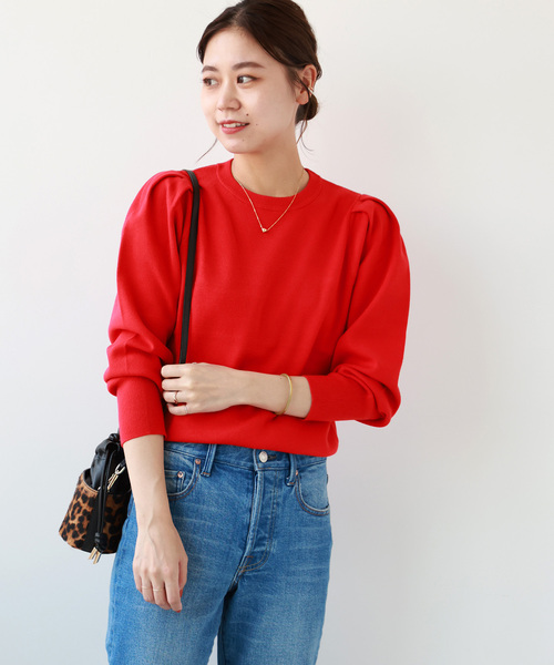 JOURNAL STANDARD relume(ジャーナルスタンダード レリューム)の「ウォッシャブルパフスリーブプルオーバー(ニット/セーター・レディース・ブラック/アイボリー/レッド・FREE)」の21枚目の写真