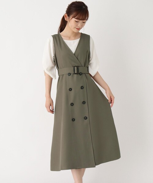 最終価格！　新品・タグ付き！ Ｑ♥️ トレンチ風スカート セール】【3シーズンOK/トレンド】トレンチ風ジャンスカ