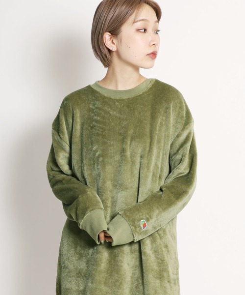 FRUIT OF THE LOOM（フルーツオブザルーム）の「FRUIT OF THE LOOM/フルーツオブザルーム ボアUネックワンピース 長袖ワンピース（ワンピース・レディース・ベージュ/カーキ/ブラック・S/M/L）」の19枚目の写真