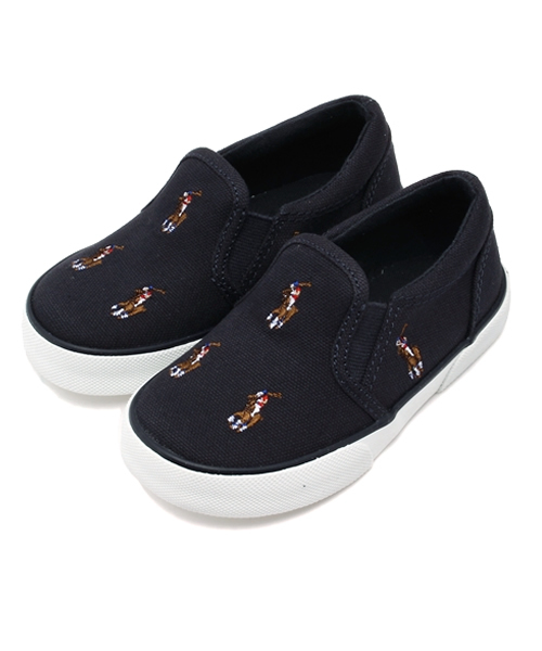 styles（スタイルス）の「ベビー キッズ ポロ ラルフ スリッポン POLO BAL HARBOUR REPEAT MULTI（スニーカー・キッズ・ホワイト/ネイビー・11cm/13cm/14cm/12cm/15cm）」の2枚目の写真