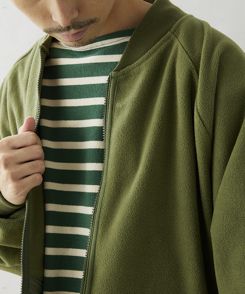 ARMY TWILL（アーミーツイル）の「【ARMY TWILL/アーミーツイル】別注 FLEECE RIB BZ（ブルゾン・メンズ・ブラック/カーキ/ネイビー・MEDIUM/LARGE）」の6枚目の写真
