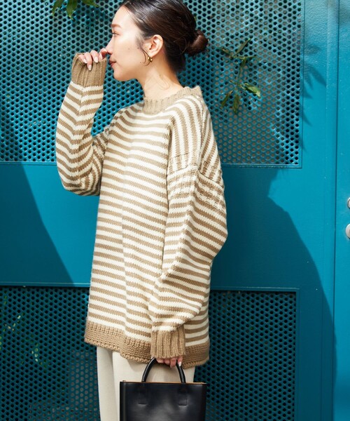 FREAK'S STORE（フリークスストア）の「【WEB限定】MACOBER×FREAK'S STORE/マコバー　別注ガンジーセーター（ニット/セーター・レディース・ベージュ/ネイビー/ブラウン/レッド/その他/ナチュラル・ﾌﾘ-）」の3枚目の写真