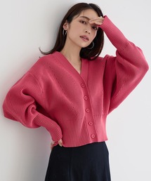 ボリュームスリーブVネックカラーニットカーディガン