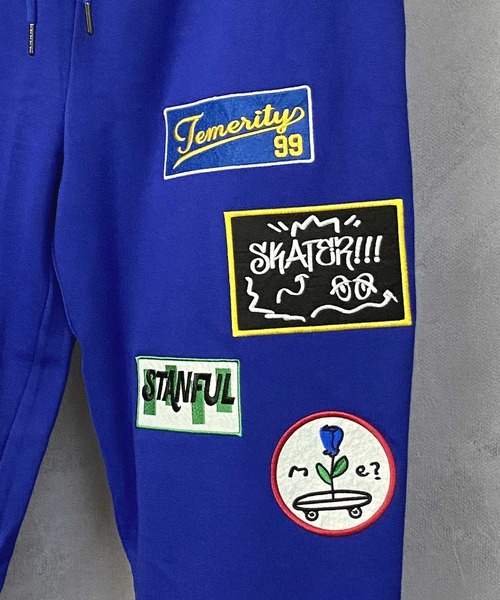 Beno(ビーノ)の「TCライト裏毛 ランダムワッペン ワイドスウェットパンツ(スウェットパンツ・メンズ・ロイヤルブルー/ブラック/オフホワイト/杢グレー/グリーン・M/L)」の16枚目の写真