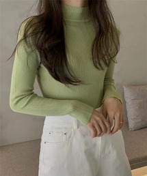 ボトルネックリブニット/フリーサイズ/全2色/ 手洗い可能】Multi PLY Cotton ボトルネックニット(37789792