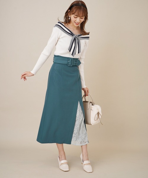 31 Sons de mode（トランテアン　ソン　ドゥ　モード）の「配色ボウタイニット（ニット/セーター・レディース・オフホワイト/イエロー/ブラック・36）」の6枚目の写真