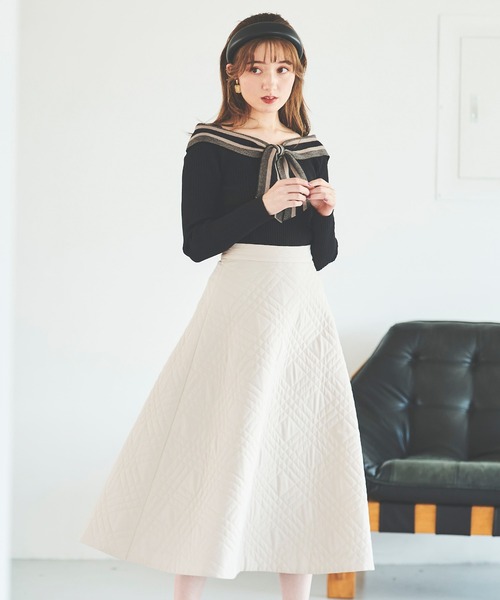 31 Sons de mode（トランテアン　ソン　ドゥ　モード）の「配色ボウタイニット（ニット/セーター・レディース・オフホワイト/イエロー/ブラック・36）」の12枚目の写真