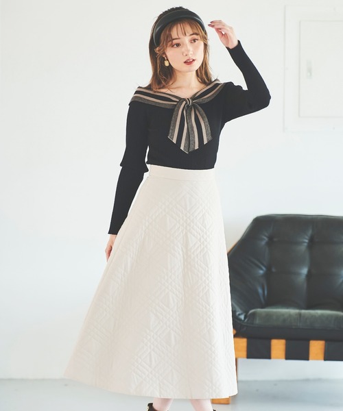 31 Sons de mode（トランテアン　ソン　ドゥ　モード）の「配色ボウタイニット（ニット/セーター・レディース・オフホワイト/イエロー/ブラック・36）」の13枚目の写真