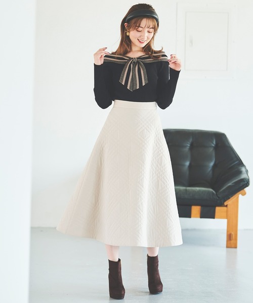 31 Sons de mode（トランテアン　ソン　ドゥ　モード）の「配色ボウタイニット（ニット/セーター・レディース・オフホワイト/イエロー/ブラック・36）」の18枚目の写真