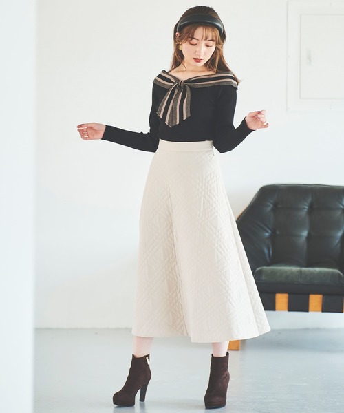 31 Sons de mode（トランテアン　ソン　ドゥ　モード）の「配色ボウタイニット（ニット/セーター・レディース・オフホワイト/イエロー/ブラック・36）」の16枚目の写真