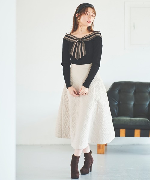 31 Sons de mode（トランテアン　ソン　ドゥ　モード）の「配色ボウタイニット（ニット/セーター・レディース・オフホワイト/イエロー/ブラック・36）」の15枚目の写真