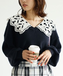 GeeRA（ジーラ）の「レース衿付ニット（ニット/セーター）」