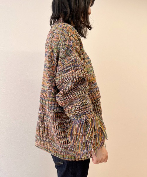 ＋81BRANCA（ハチイチブランカ）の「+81BRANCA ハチイチブランカ / Mix colors yarn high neck PO ミックスカラーヤーンハイネックプルオーバーニット セーター / 81B-22AW-K02（ニット/セーター・レディース・オレンジ/グレー・FREE）」の5枚目の写真