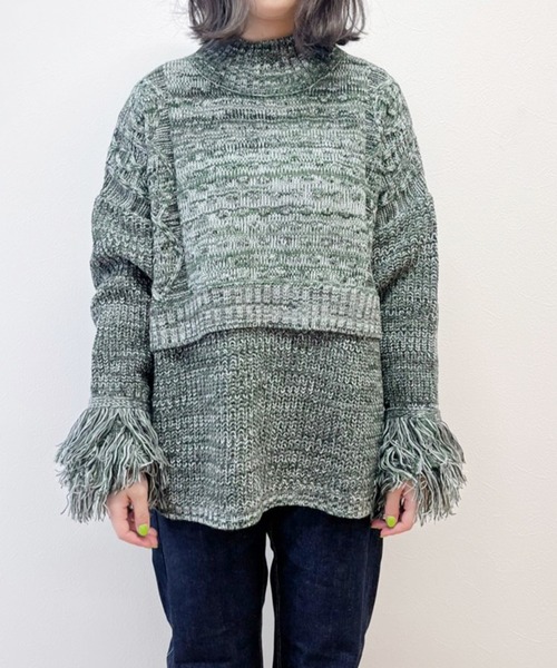 ＋81BRANCA（ハチイチブランカ）の「+81BRANCA ハチイチブランカ / Mix colors yarn high neck PO ミックスカラーヤーンハイネックプルオーバーニット セーター / 81B-22AW-K02（ニット/セーター・レディース・オレンジ/グレー・FREE）」の8枚目の写真