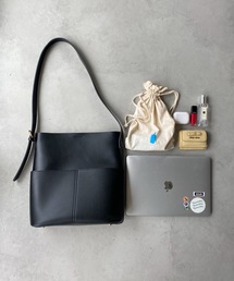MYMOOD. | 【A4サイズ収納可自立型】外ポケット付き PU バケツショルダーバッグ(ショルダーバッグ)
