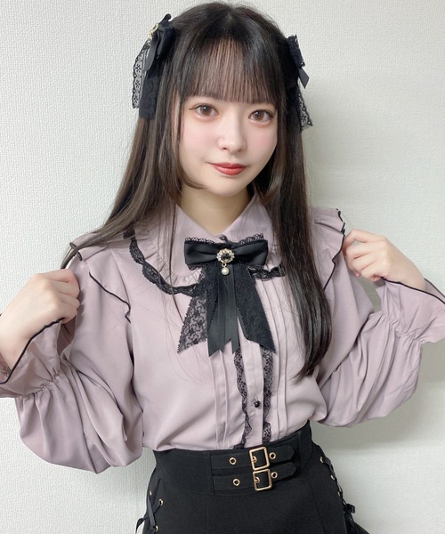ROJITA（ロジータ）の「ブローチ付きフリルブラウス（シャツ/ブラウス・レディース・ホワイト/ブラック/ピンク・FREE）」の15枚目の写真