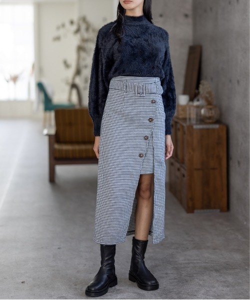 clear（クリア）の「フェザーハイネックニットトップス（ニット/セーター・レディース・アイボリー/ブラック/ブルー/ラベンダー/ベージュ/イエロー/グリーン・F）」の10枚目の写真