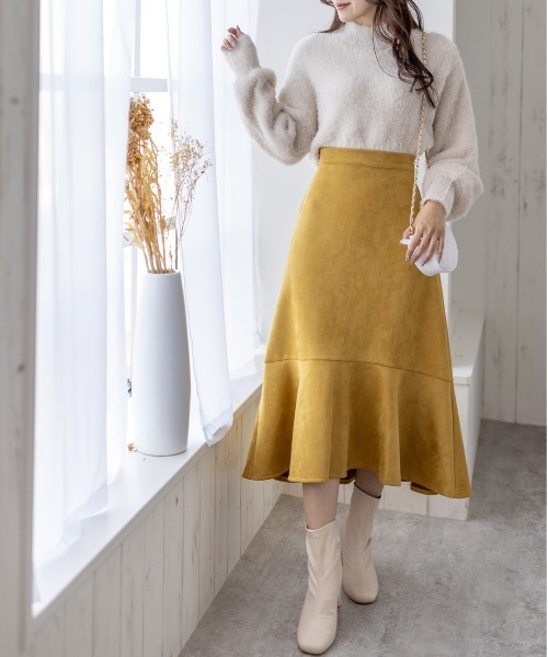 clear（クリア）の「フェザーハイネックニットトップス（ニット/セーター・レディース・アイボリー/ブラック/ブルー/ラベンダー/ベージュ/イエロー/グリーン・F）」の12枚目の写真