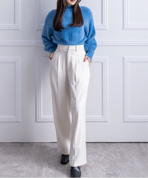 clear（クリア）の「フェザーハイネックニットトップス（ニット/セーター・レディース・アイボリー/ブラック/ブルー/ラベンダー/ベージュ/イエロー/グリーン・F）」の17枚目の写真